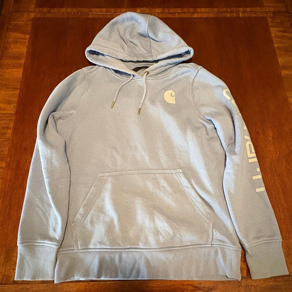 Carhartt Logo Sleeve Hoodie Small‎ Workwear Pullover Sweatshirt